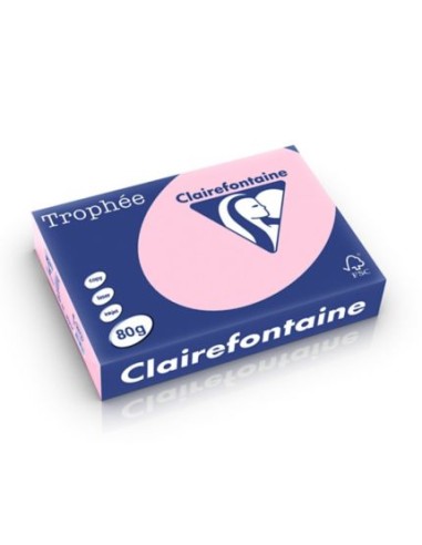 CLAIREFONTAINE Ramette de 500 feuilles papier couleur TROPHEE 80 grammes format A4 Rose 1973