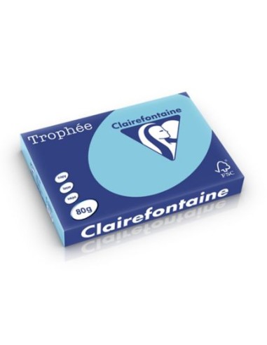 CLAIREFONTAINE Ramette de 500 feuilles papier couleur TROPHEE 80 grammes format A3 Bleu alizé 1889