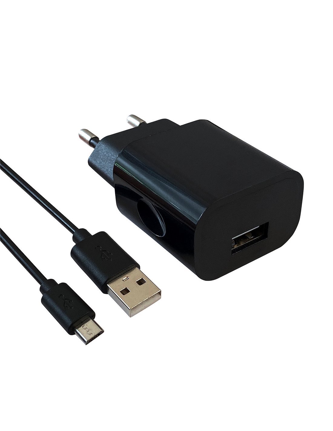 Pack Chargeur Secteur 1A + Cable Micro USB 2M Noir - pas