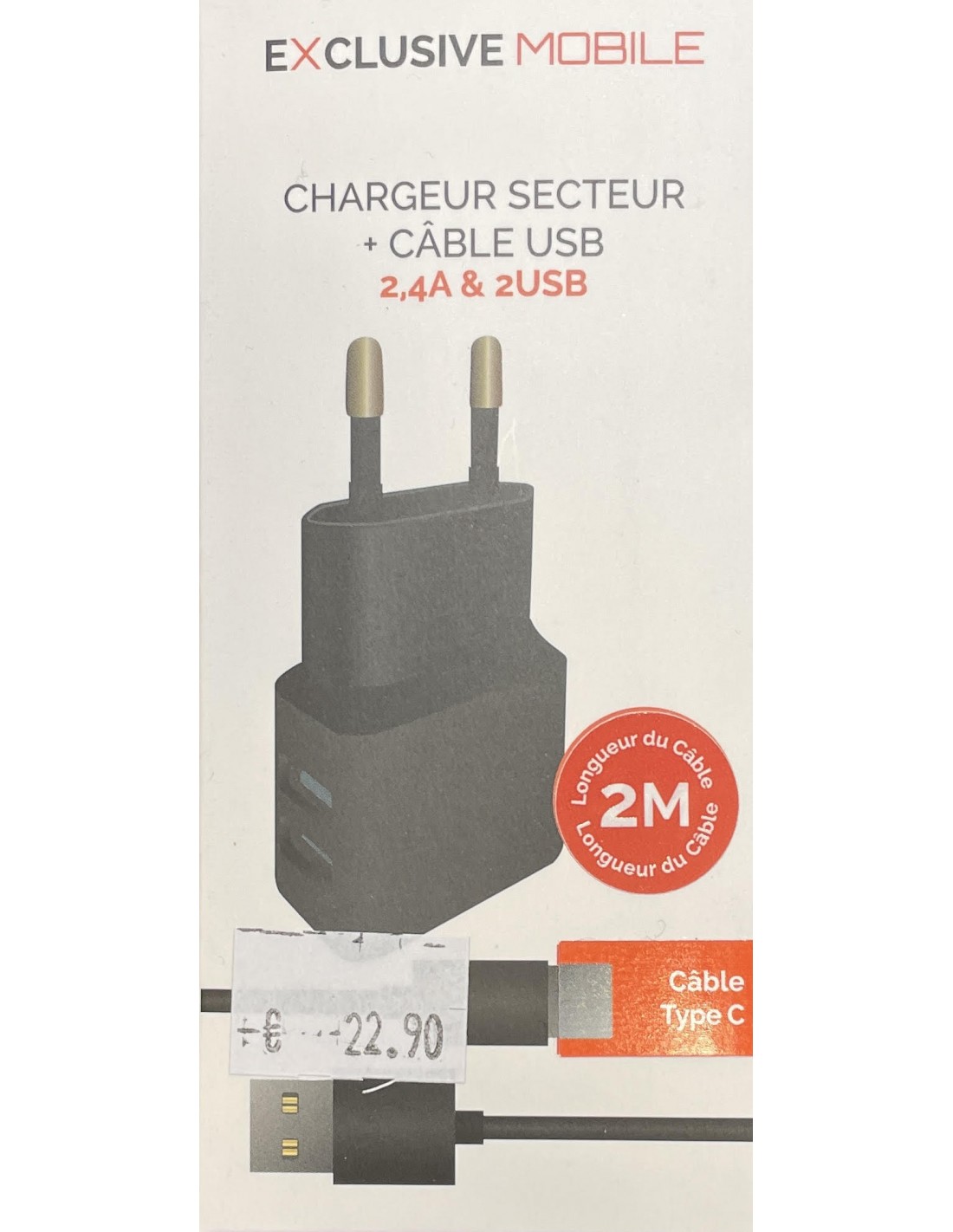 Pack Chargeur Secteur 1A + Câble Lightning 1M Blanc (Non MFI) TQ 