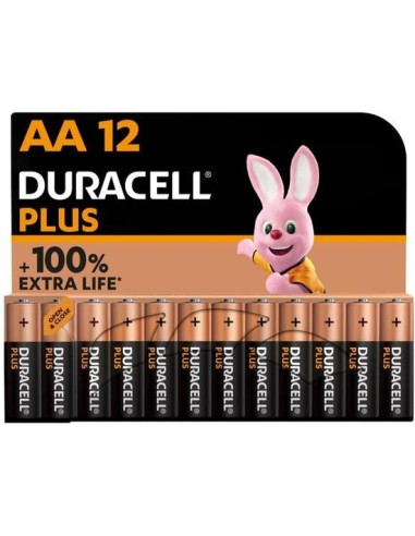 DURACELL Piles alcalines AA Plus 100%, 1.5V LR03 MN2400, lot de 12 piles