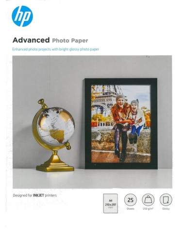 Papier photo HP Advanced Glossy Brillant - 25 feuilles 250g/m² A4...