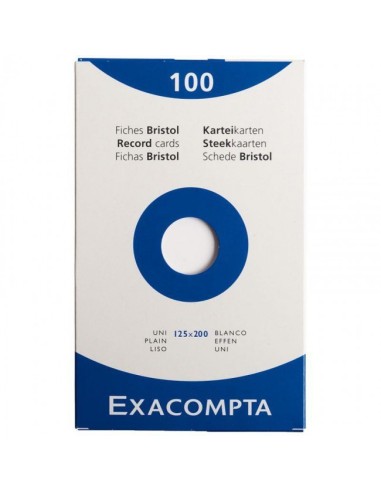 EXACOMPTA Fiches bristol - 125 x 200 mm - uni, blanc - pas...