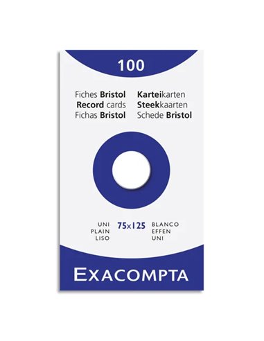 EXACOMPTA Fiches bristol, 75 x 125 mm, uni, blanc - pas...