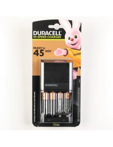 DURACELL Chargeur Speedy 15 min CEF27 avec 2 accus AA 1300 mAh et 2 accus AAA 750 mAh