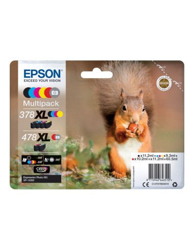 Epson 378XL / 478XL - Ecureuil - Noir / Couleurs - Pack 6 Cartouches Epson pour Epson Expression Home XP-15000