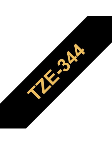 Brother TZe344 Cinta Laminada Generica de Etiquetas - Texto dorado sobre fondo Noir - Ancho 18mm x 8 metros