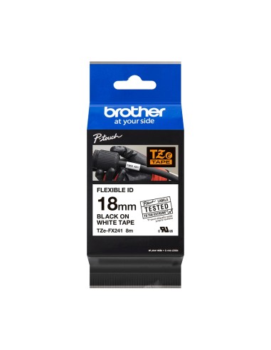 Brother TZeFX241 Cinta Laminada Flexible Original de Etiquetas - Texto Noir sobre fondo Blanc - Ancho 18mm x 8 metros