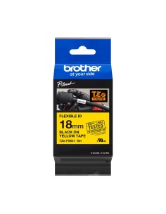 Brother TZeFX641 Cinta Laminada Flexible Original de Etiquetas - Texto Noir sobre fondo Jaune - Ancho 18mm x 8 metros