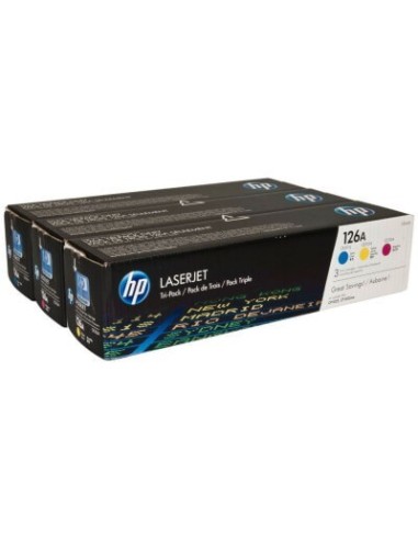 HP 126A - HP CF341A - Couleurs - Pack de 3 Toners HP