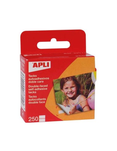 Apli Pack de 250 Tacks Autoadhesivos 12 x 16 mm - Adhesivo Doble Cara