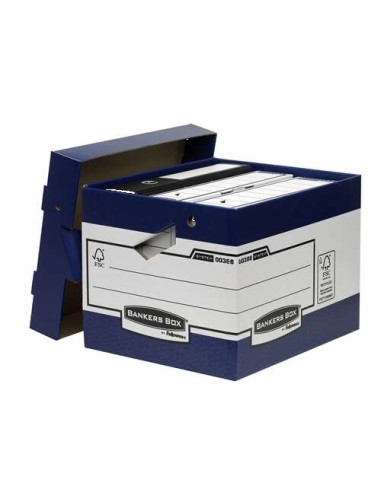 Fellowes Bankers Box Contenedor de Archivos con Asas Ergonomicas Ergo Box - Montaje Automatico Fastfold - Carton Reciclado Certi