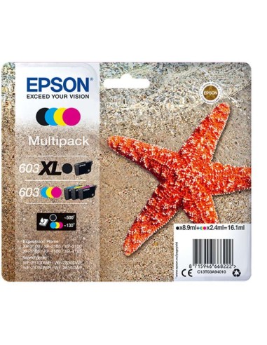 Epson 603XL/603 - C13T03A94010 - Étoile de mer - Noir, Cyan, Magneta, Jaune - Pack de 4 Cartouches