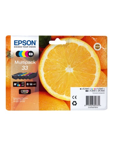 Epson T3337 (33) - C13T33374011 - Orange - Noir, Noir Photo Cyan, Magenta, Jaune - Pack de 5 Cartouches