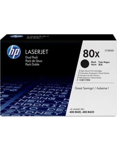 HP CF280X - 80X - Noir - Pack de 2 Toners