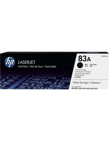 HP CF283A - 83A - Noir - Pack de 2 Toners